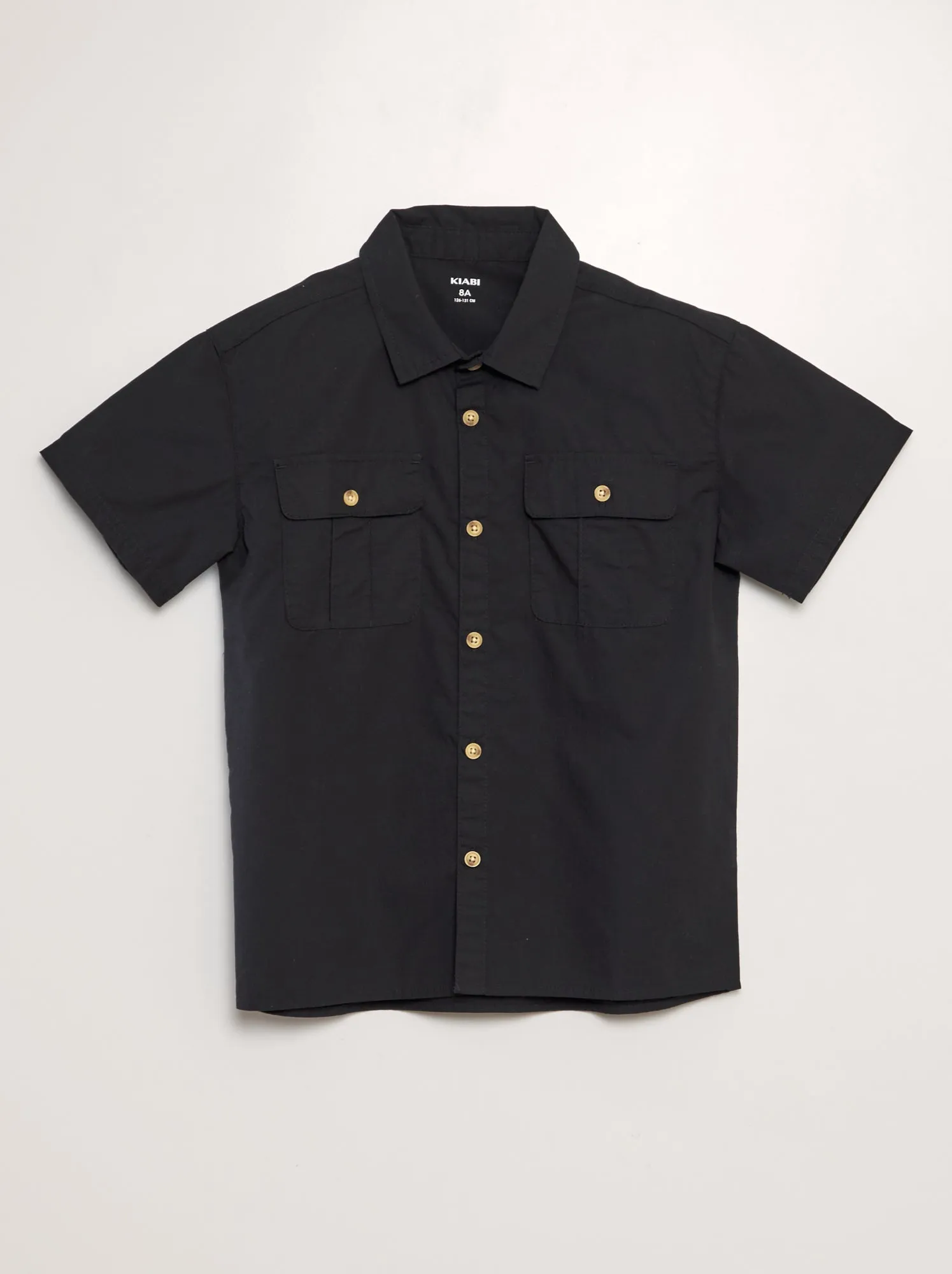 Camicia a maniche corte in lino - nero