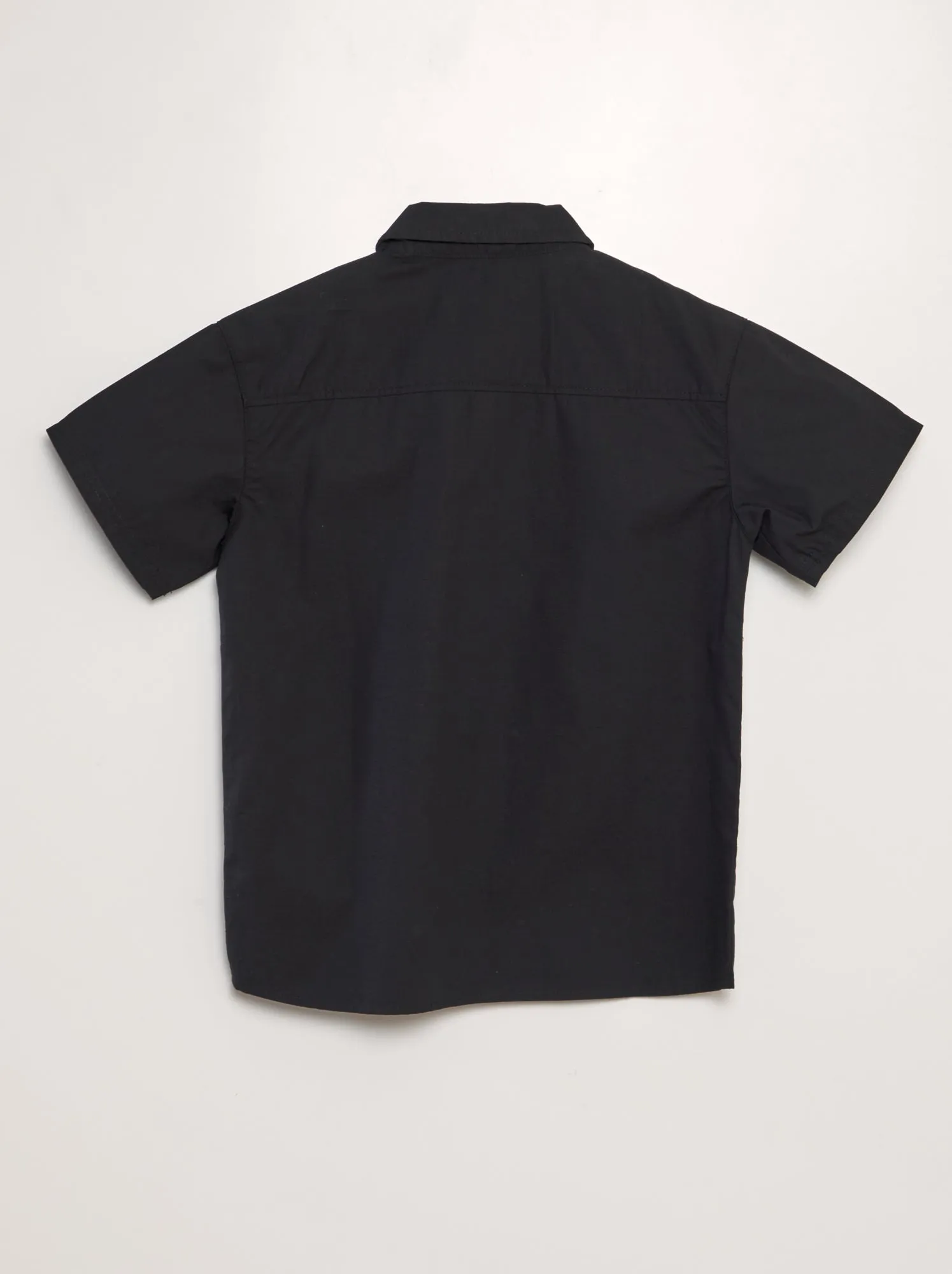 Camicia a maniche corte in lino - nero