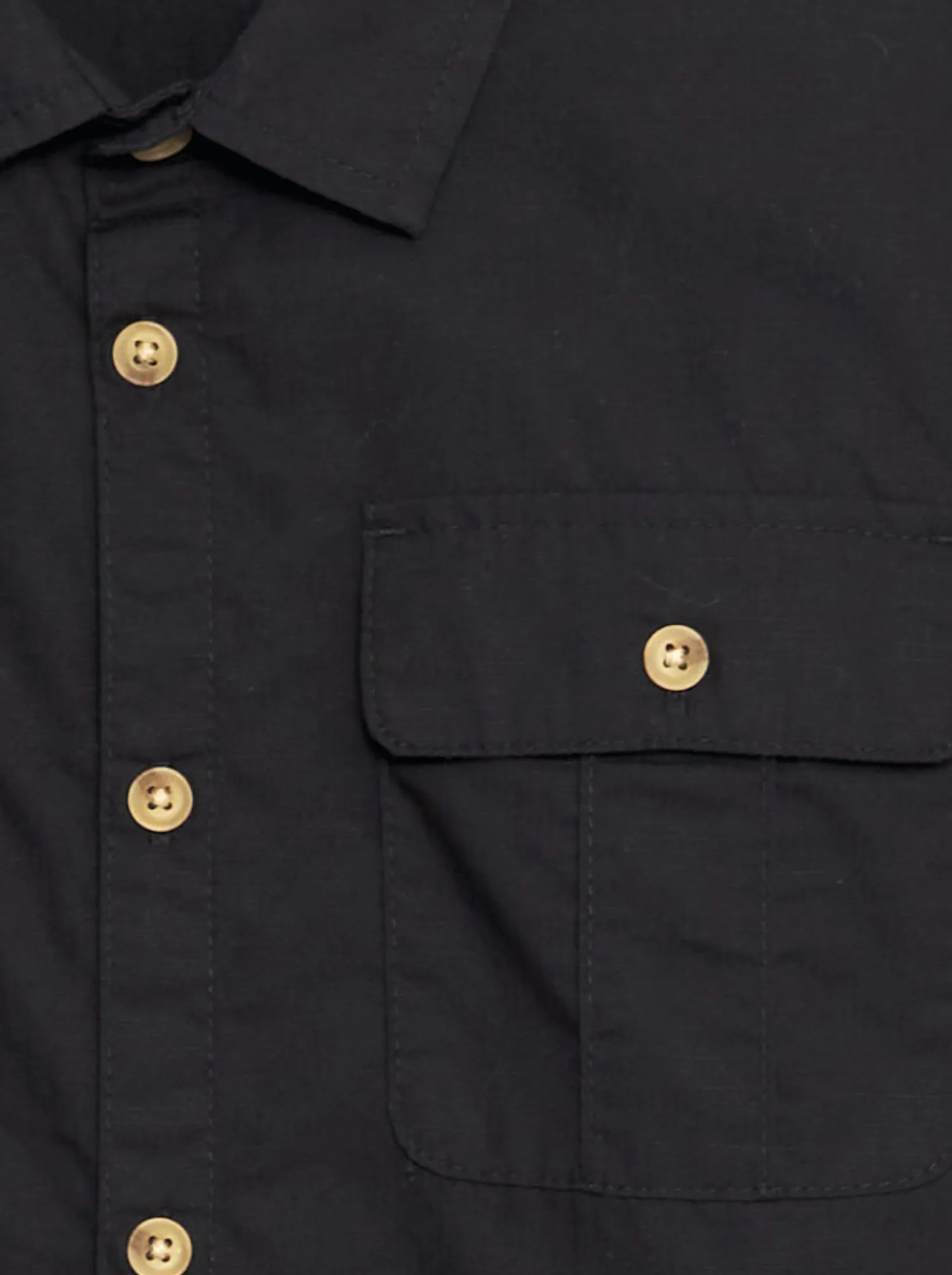 Camicia a maniche corte in lino - nero