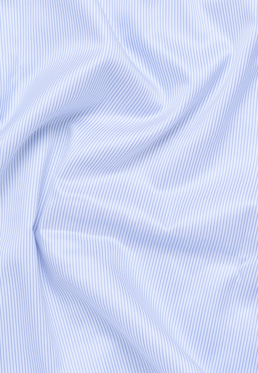 Camicia a righe celeste eterna modern fit in cotone twill no stiro