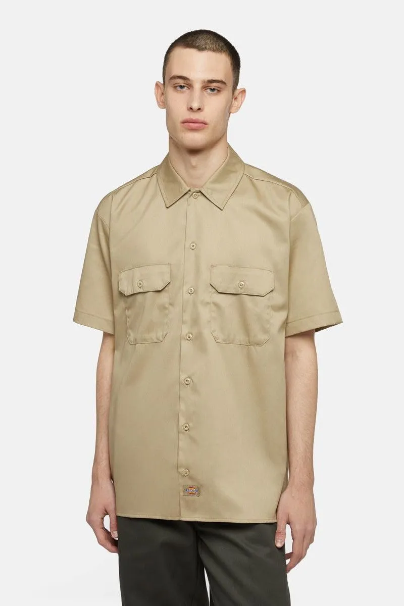 Camicia da lavoro a maniche corte uomo Beige