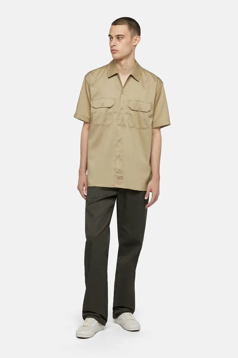 Camicia da lavoro a maniche corte uomo Beige