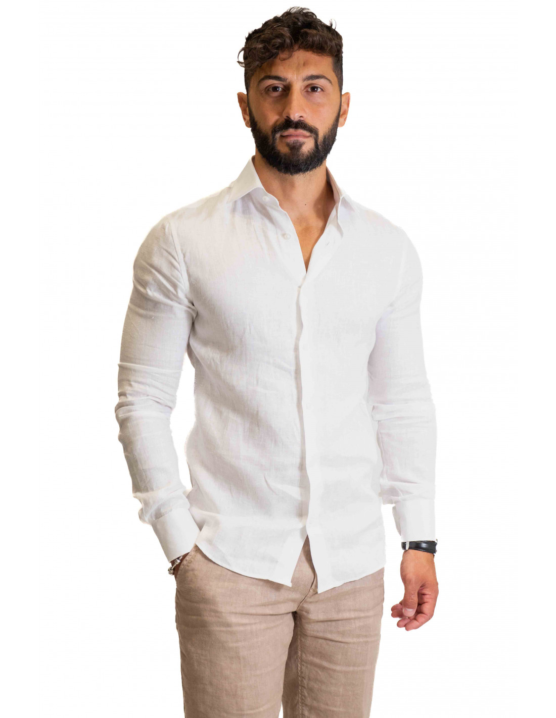 Camicia Filangieri - Lino Bianco