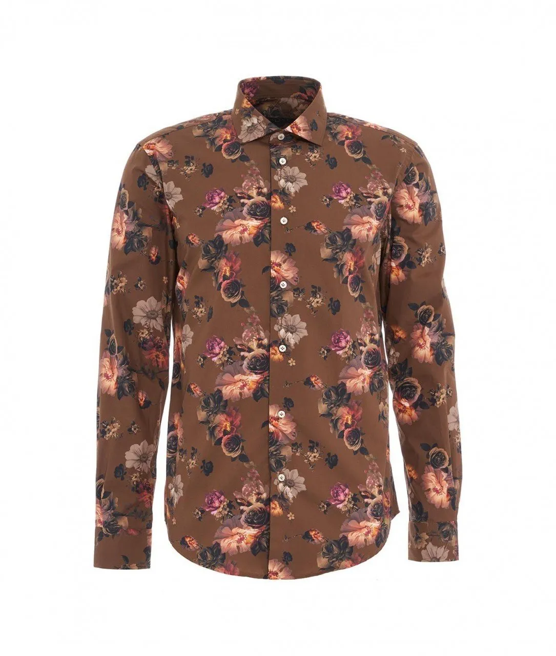 Camicia floreale marrone marrone