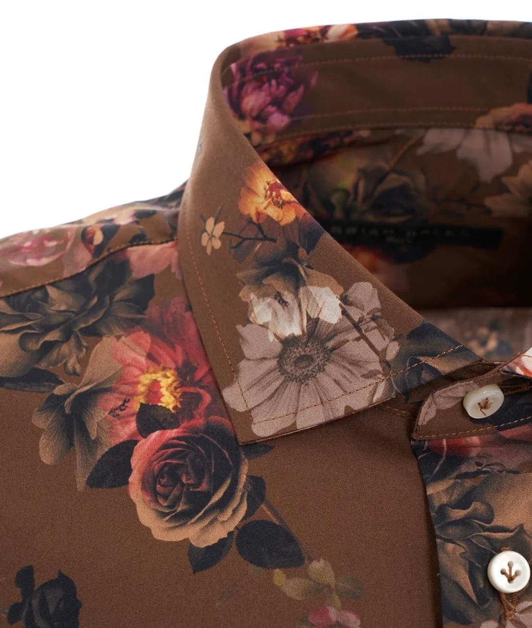 Camicia floreale marrone marrone