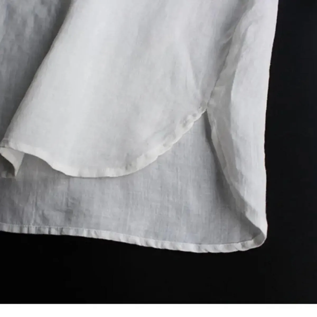 Camicia in cotone medio lungo con ricamo a maniche lunghe da pendolare retrò letterario da donna primavera autunno