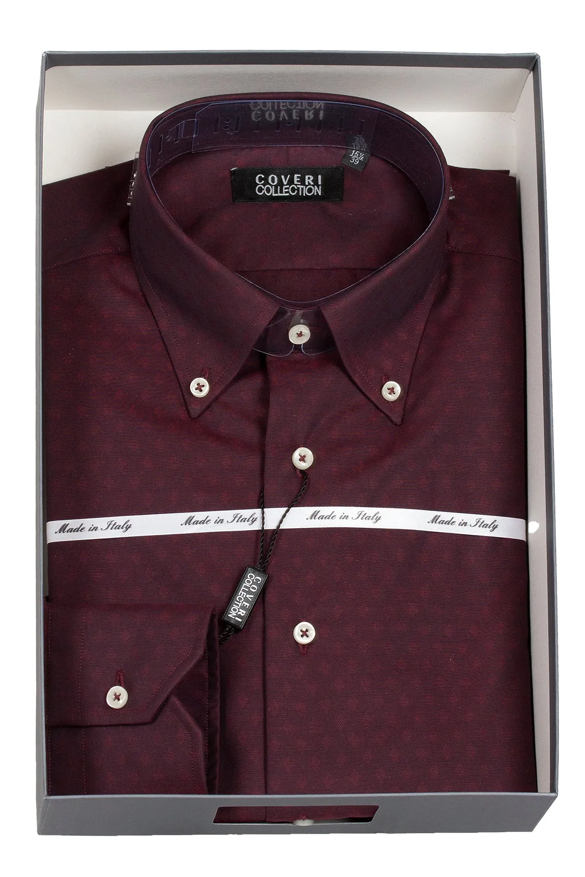 Camicia uomo Made in Italy microfantasia tono su tono