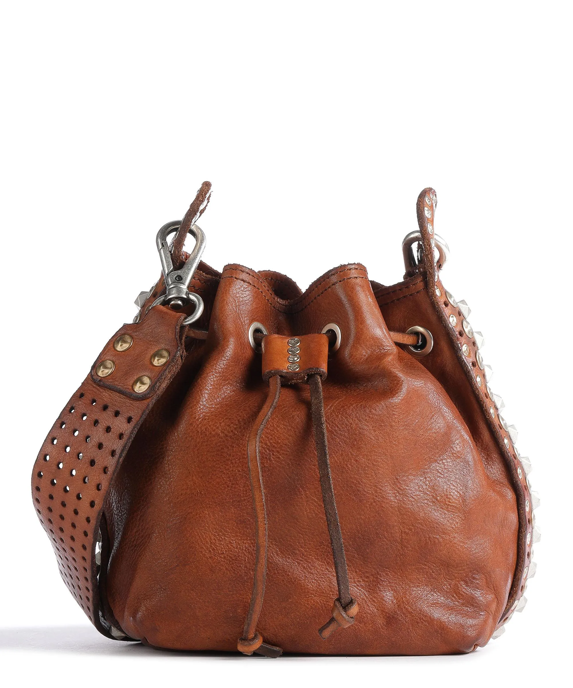  Campomaggi Borsa a secchiello pelle di vacchetta finemente grana cognac  