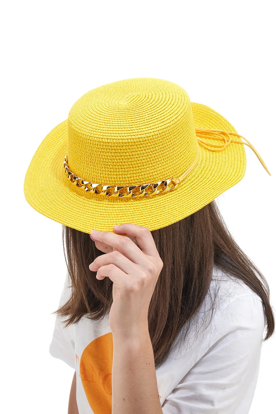 Cappello in Rafia Coveri Collection 230207 Giallo