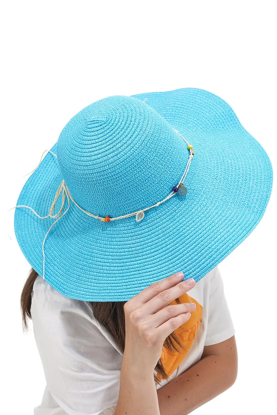 Cappello in Rafia Coveri Collection 230209 Celeste