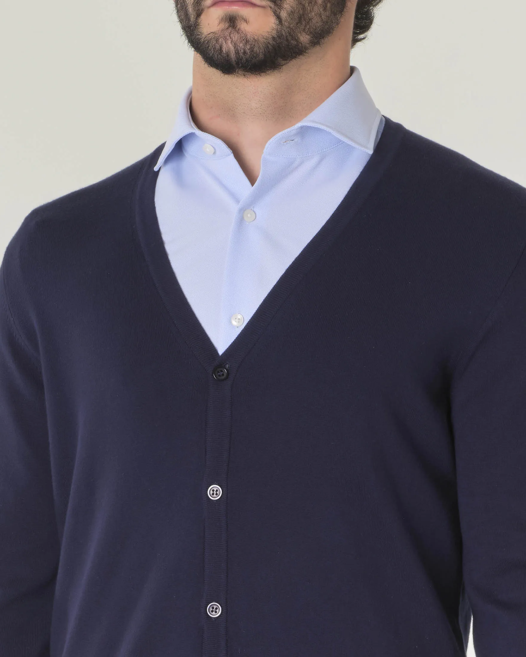 Cardigan blu in puro cotone made in Italy