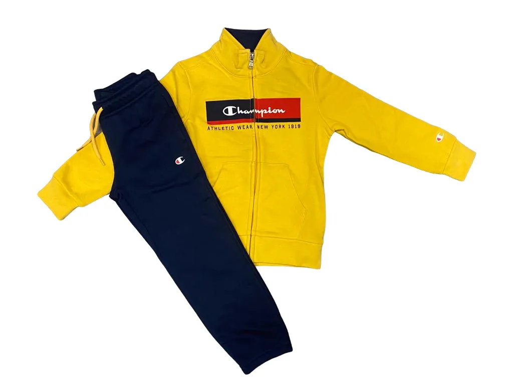 Champion Tuta da bambino Legacy Sweatsuit Powerblend Graphic 306381 YS043 MIY yellow-blu
