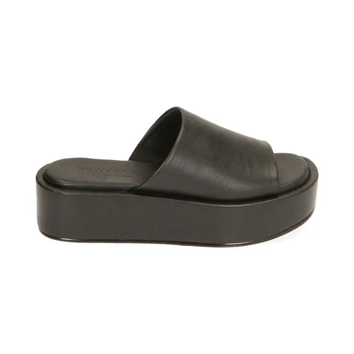 Ciabatte nere, zeppa 5 cm