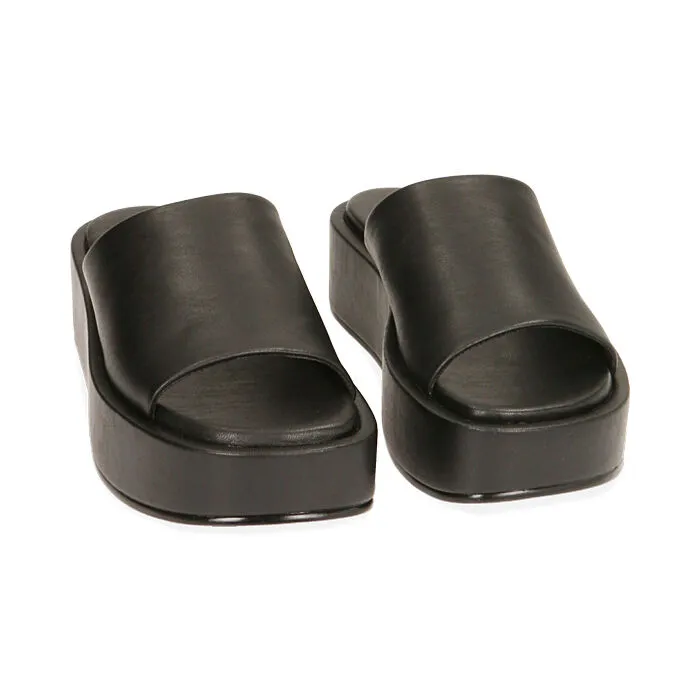 Ciabatte nere, zeppa 5 cm