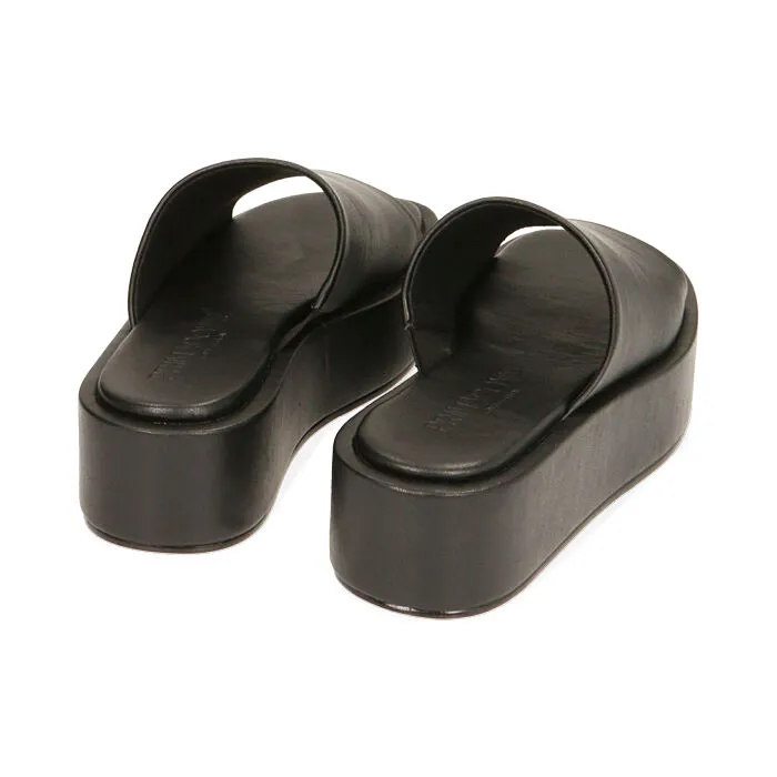 Ciabatte nere, zeppa 5 cm