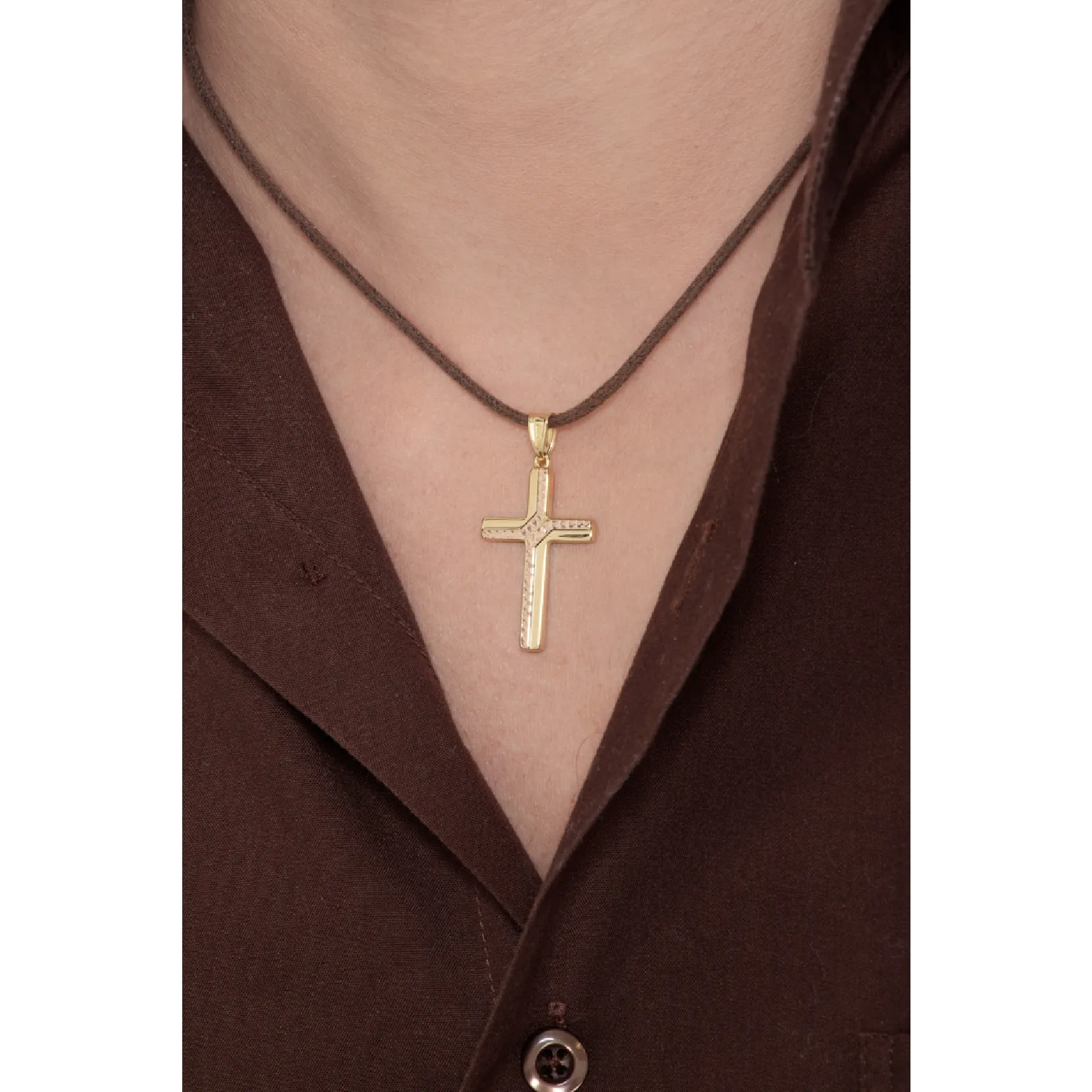 Ciondolo Croce in oro bianco, rosa e giallo 18k  Diamantato.