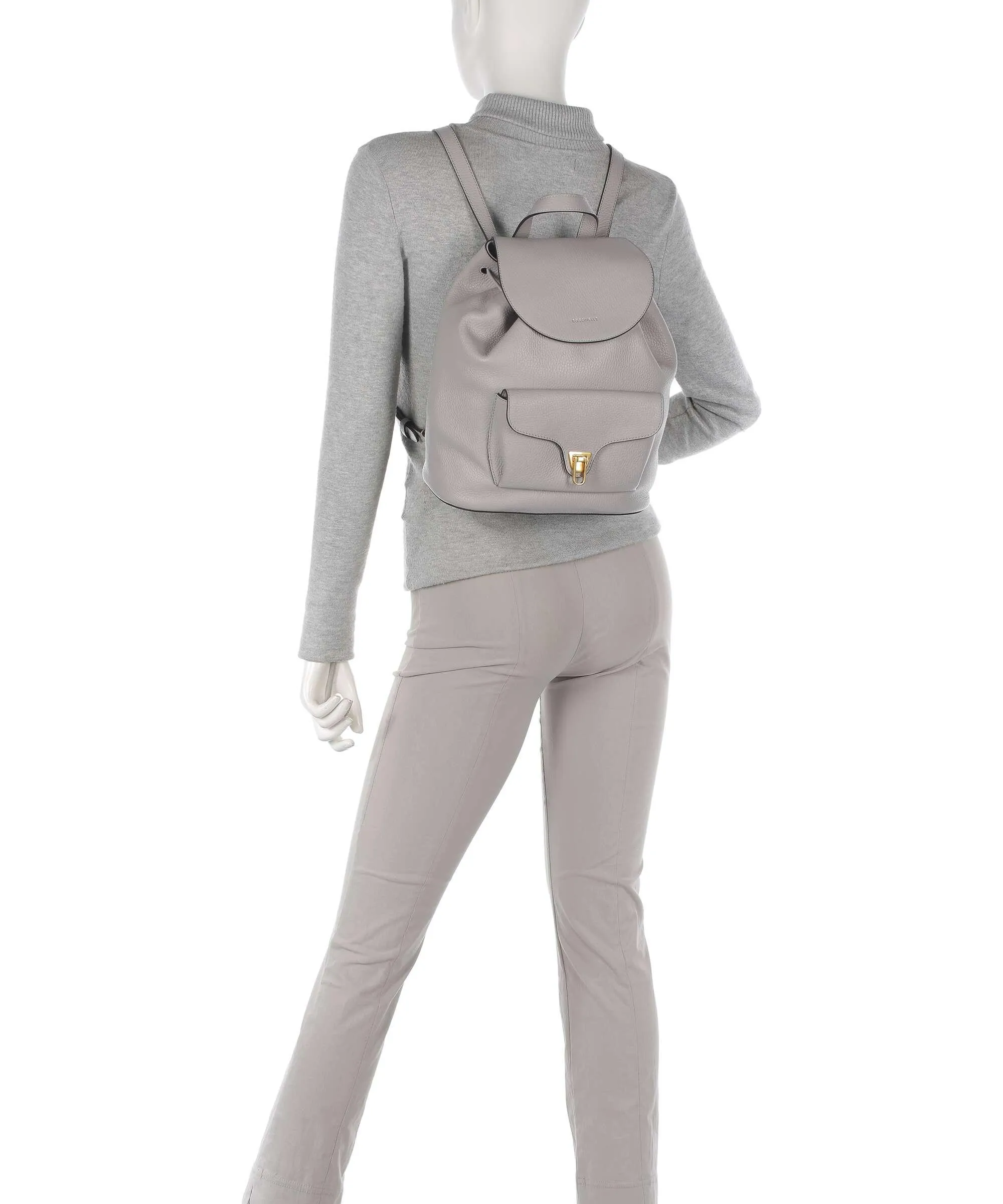  Coccinelle Beat Soft Zaino pelle granulata grigio  