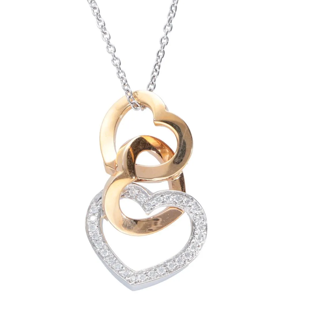 Collana con pendente oro bianco e rosa con diamanti