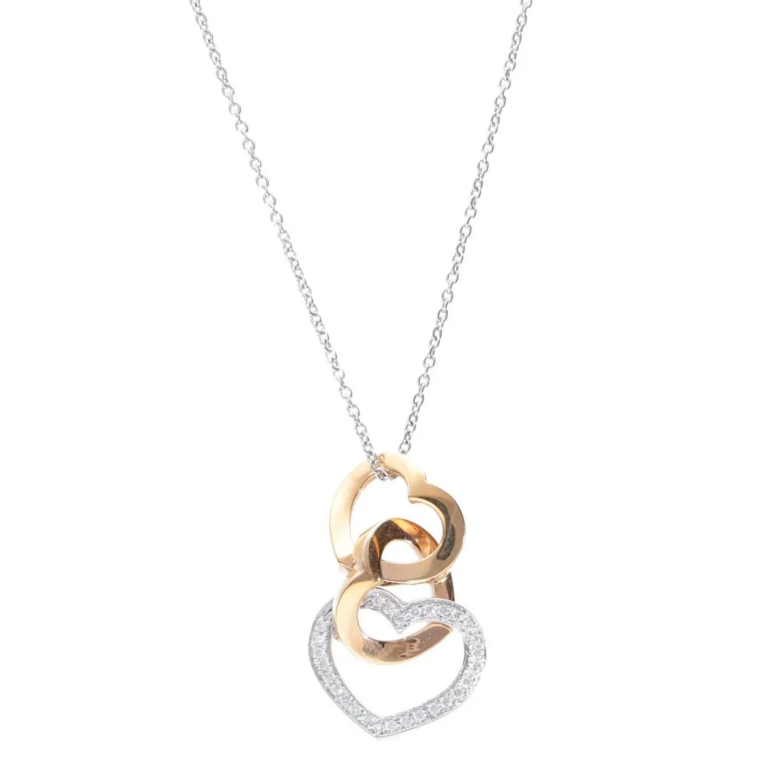 Collana con pendente oro bianco e rosa con diamanti