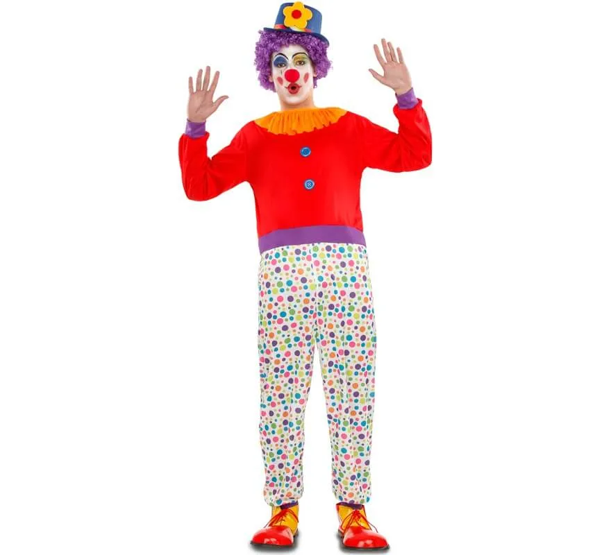 Costume da Pagliaccio con pois per uomo