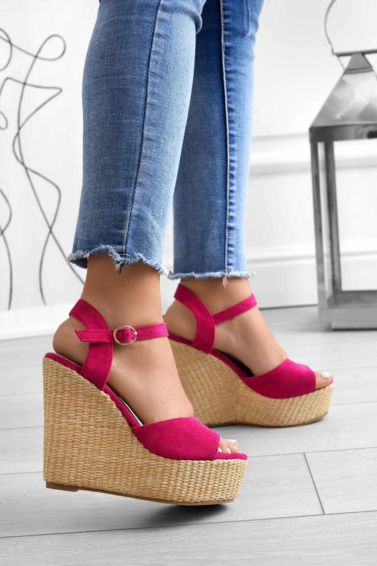DAKOTA - Sandali Alexoo fuxia con zeppa
