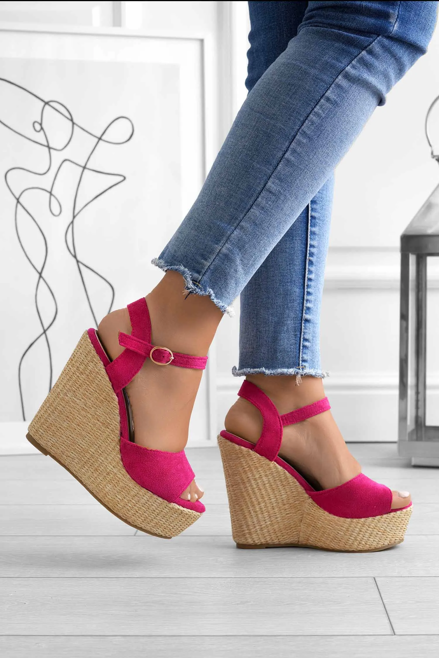 DAKOTA - Sandali Alexoo fuxia con zeppa