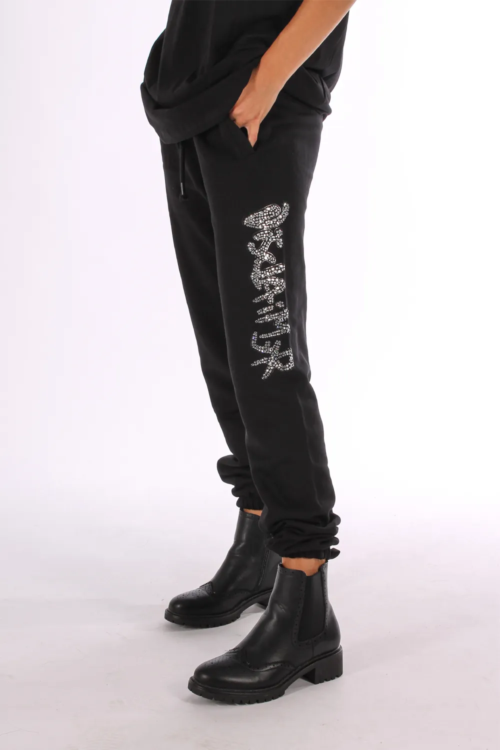 DISCLAIMER | PANTALONI CON MAXI LOGO STRASS - Punto Blu