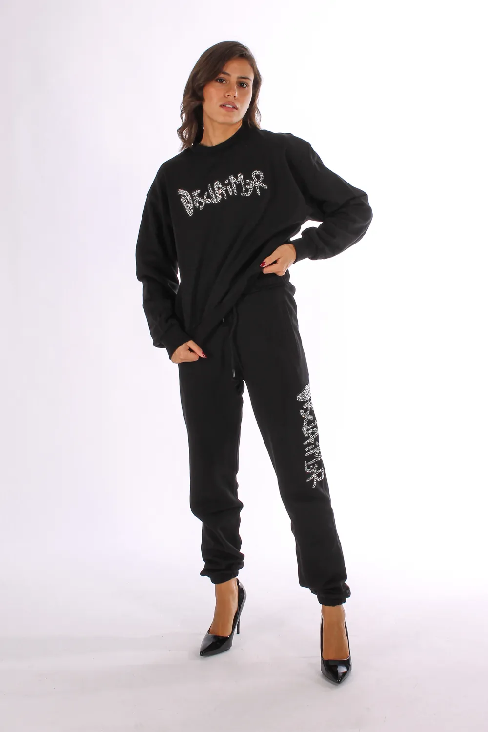 DISCLAIMER | PANTALONI CON MAXI LOGO STRASS - Punto Blu