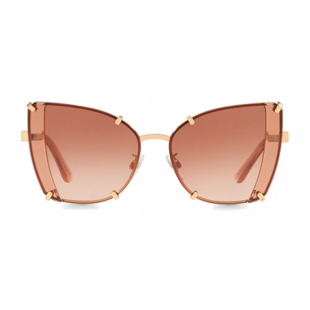 Dolce & Gabbana - Occhiale da Sole Butterfly con Dettagli Sfaccettati - Oro Rosa - Dolce & Gabbana Eyewear