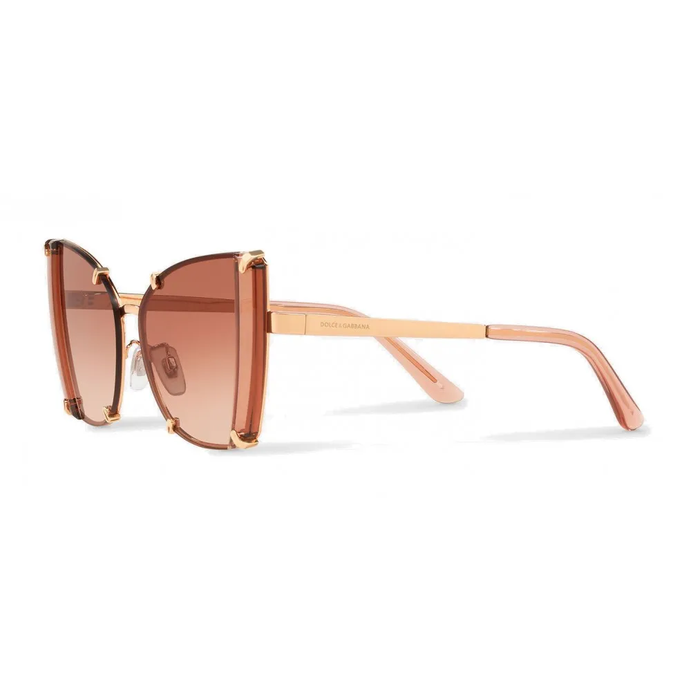 Dolce & Gabbana - Occhiale da Sole Butterfly con Dettagli Sfaccettati - Oro Rosa - Dolce & Gabbana Eyewear