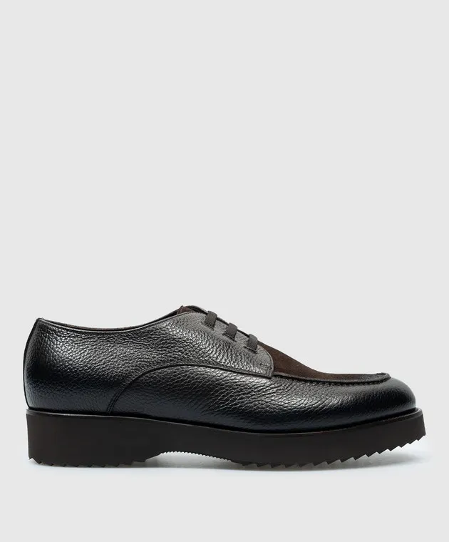 Doucal's Derby in pelle marrone chiaro con pelliccia DU3323DAKOPN001