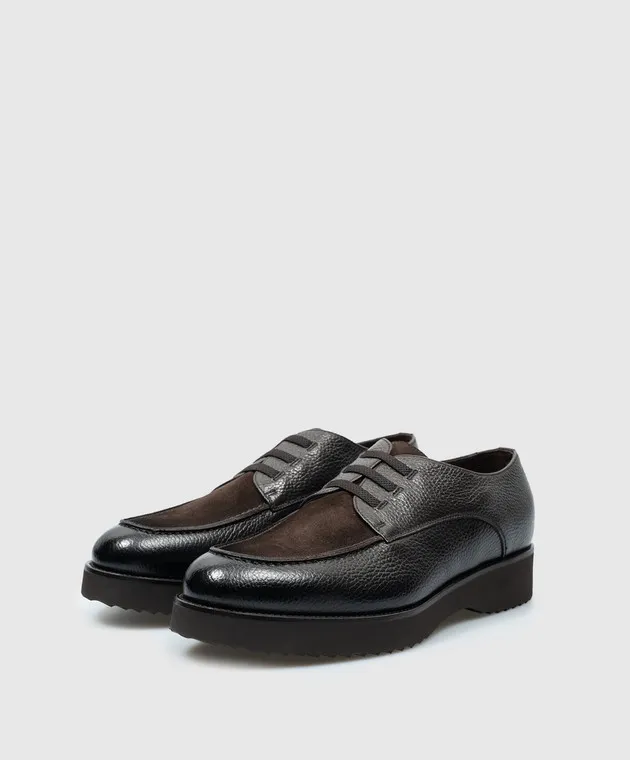 Doucal's Derby in pelle marrone chiaro con pelliccia DU3323DAKOPN001