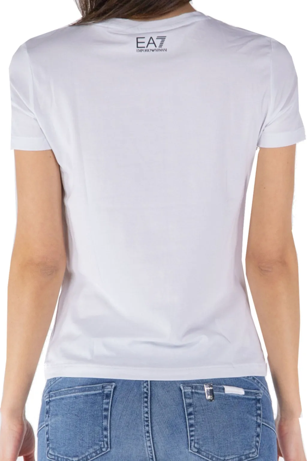 EA7 T-SHIRT DONNA GIROCOLLO IN COTONE STRETCH BIANCA 3DTT32