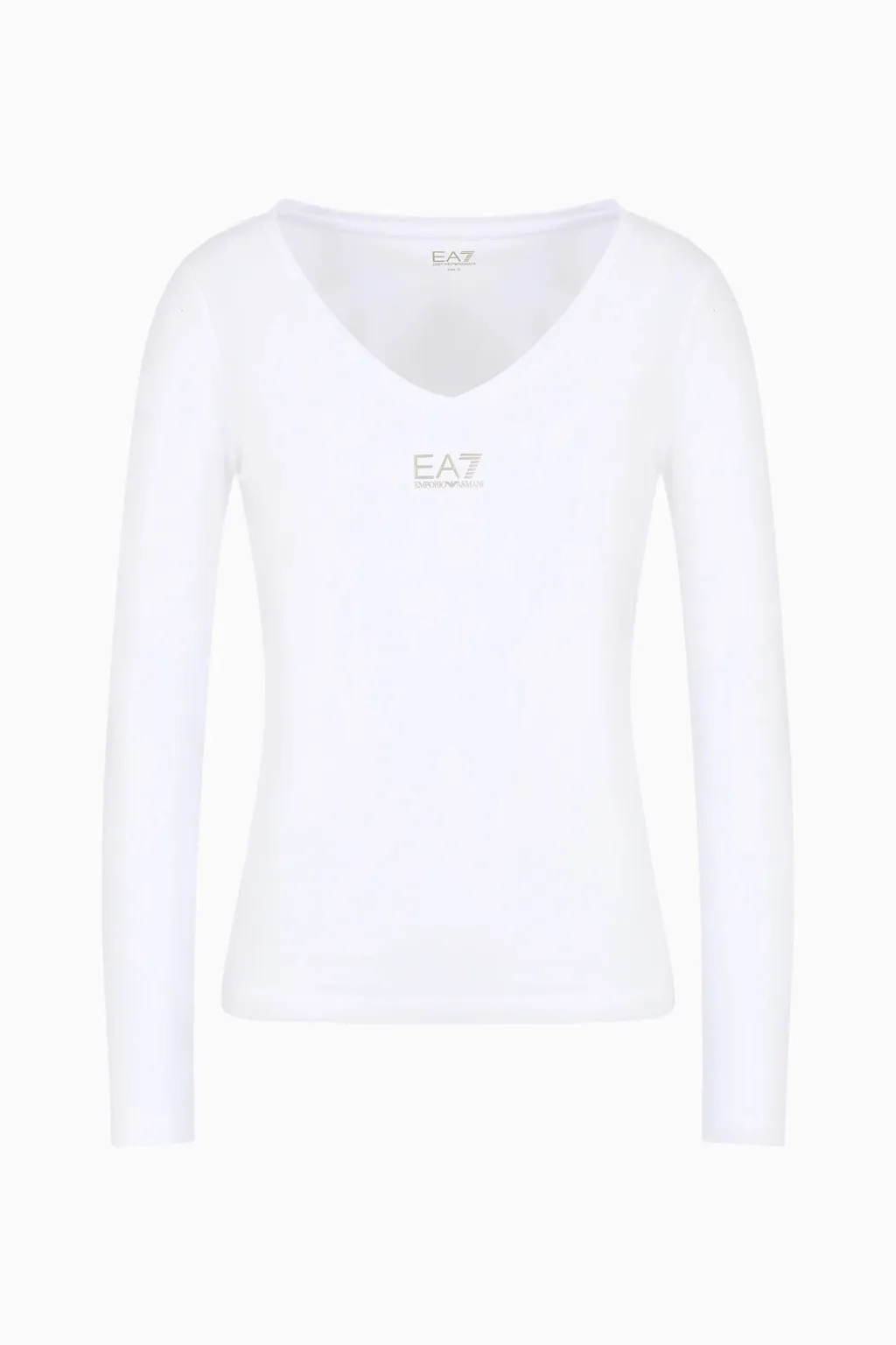 EA7 T-SHIRT DONNA SHINY A MANCHE LUNGHE CON COTONE STRETCH BIANCA 8NTT52