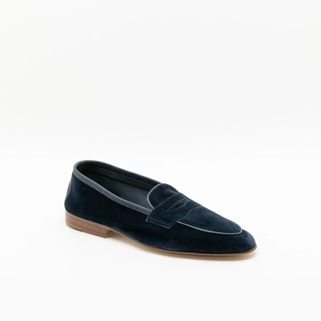 Edward Green Mocassino penny Edward Green Polperro in camoscio blu