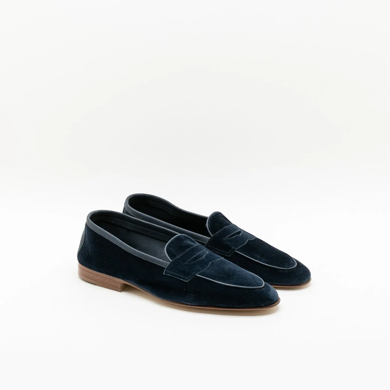 Edward Green Mocassino penny Edward Green Polperro in camoscio blu