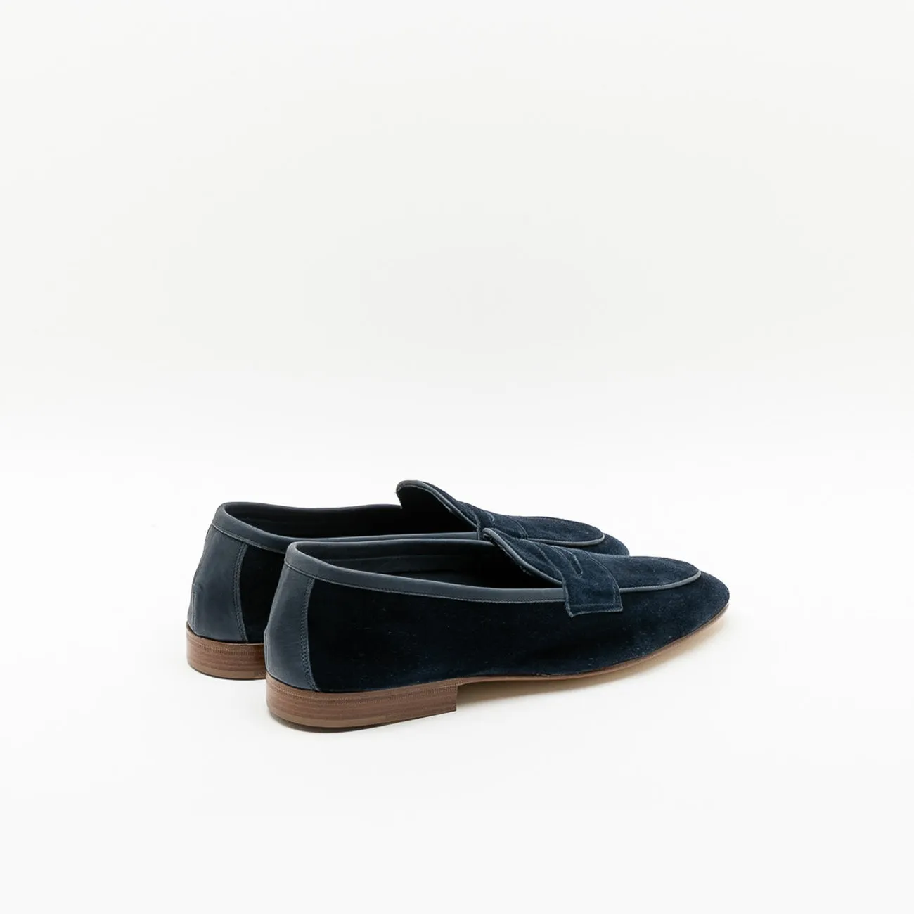 Edward Green Mocassino penny Edward Green Polperro in camoscio blu