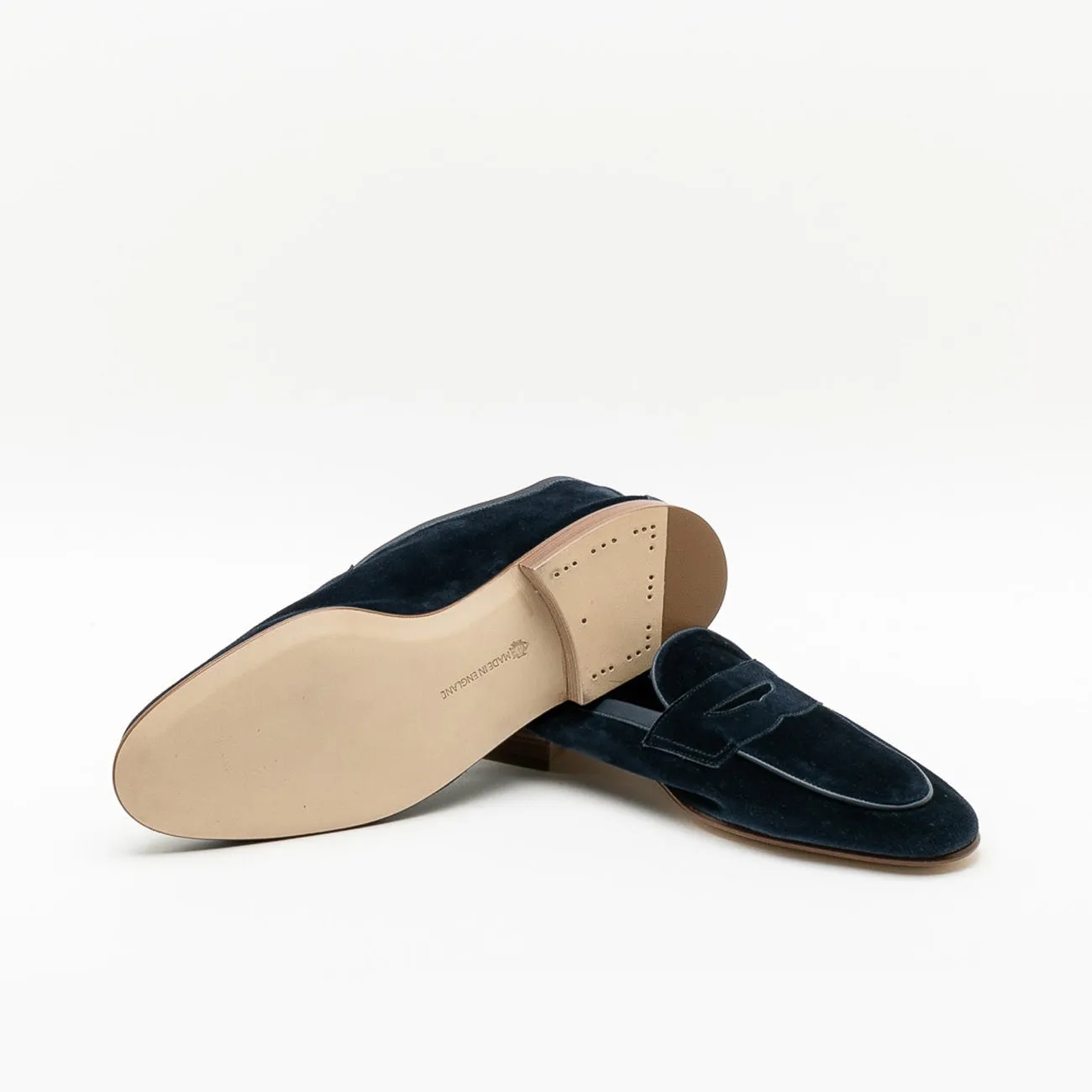 Edward Green Mocassino penny Edward Green Polperro in camoscio blu