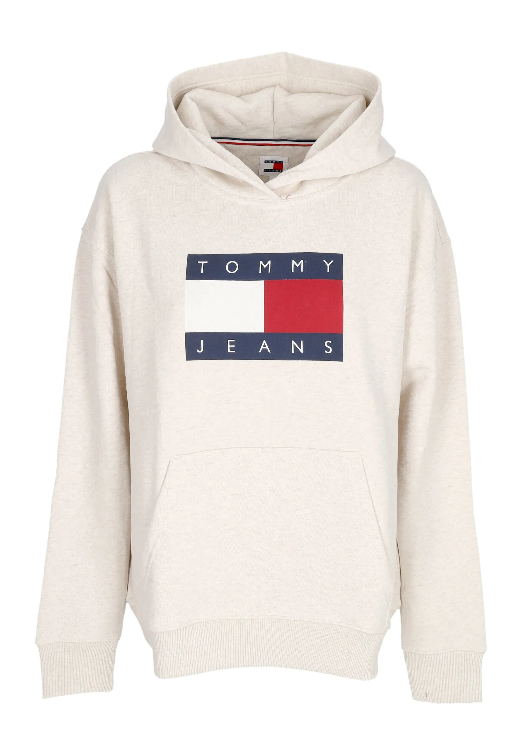 Felpa Cappuccio Donna Relax Melange Flag Hoodie Ancient White Melange