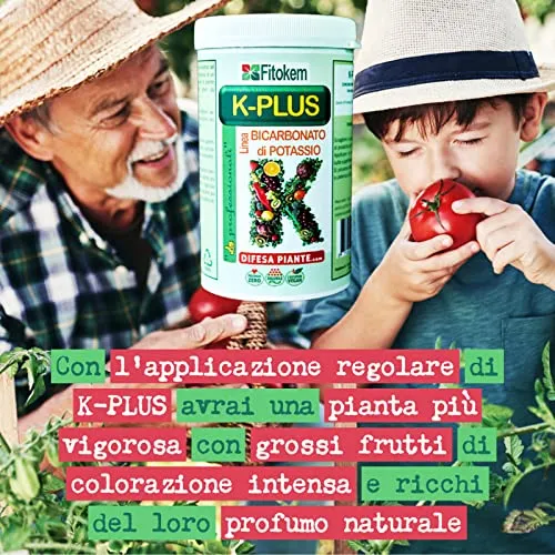 Fitokem | K-PLUS 1kg Bicarbonato di Potassio per piante | kplus per alberi da frutto orto bolla del pesco