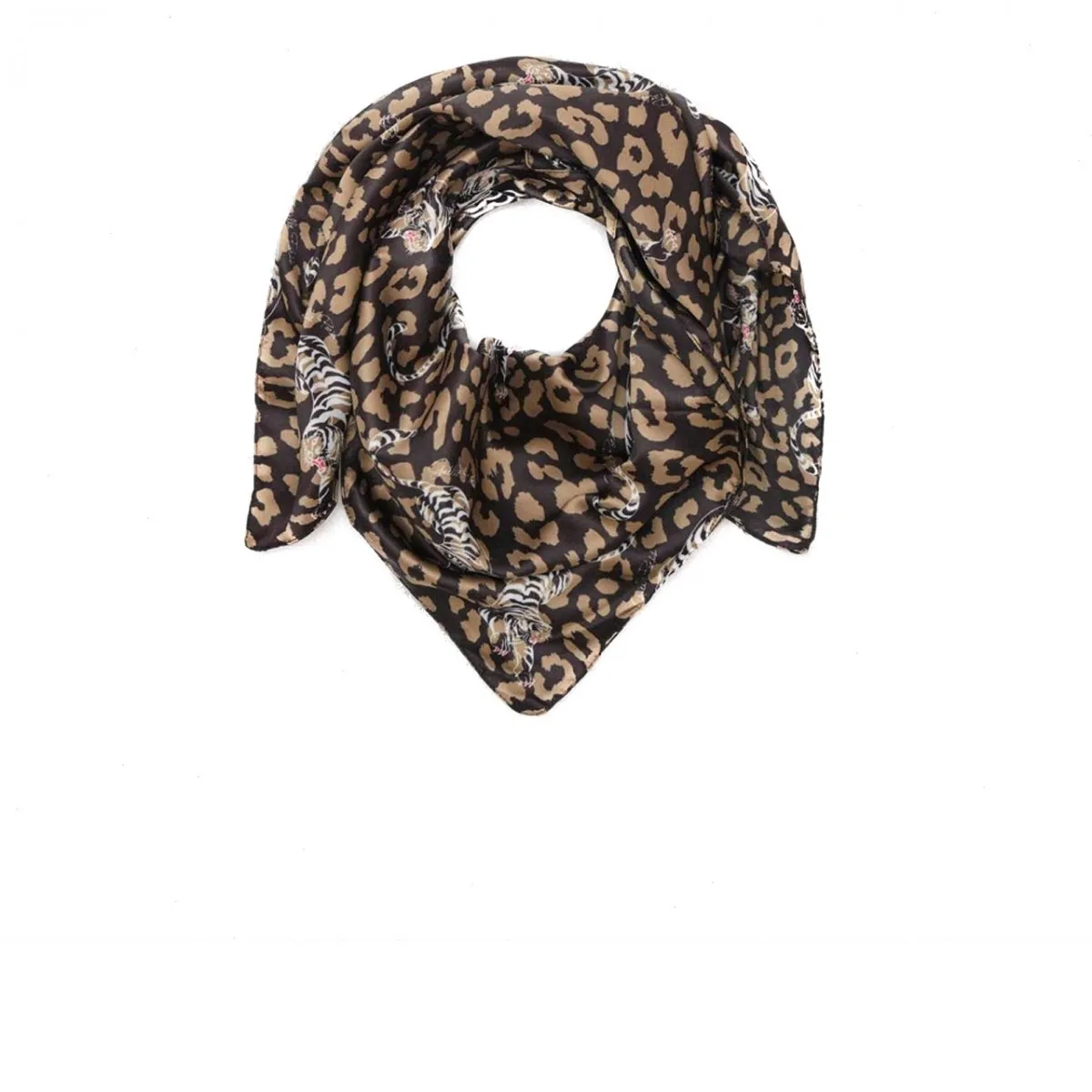 Foulard Con Stampa Macula E Tigri
