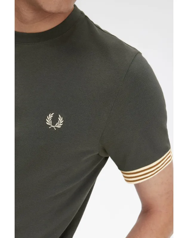 FRED PERRY- T-Shirt Con Bordo Manica A Righe