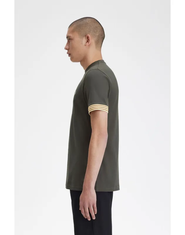FRED PERRY- T-Shirt Con Bordo Manica A Righe