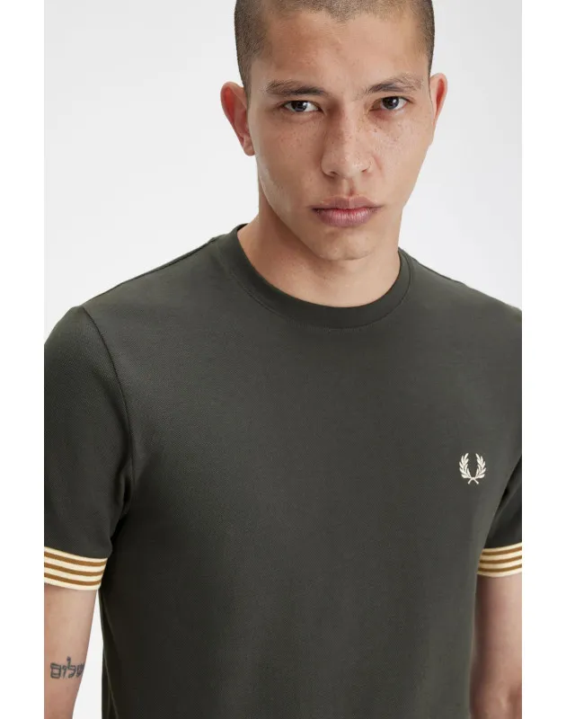 FRED PERRY- T-Shirt Con Bordo Manica A Righe