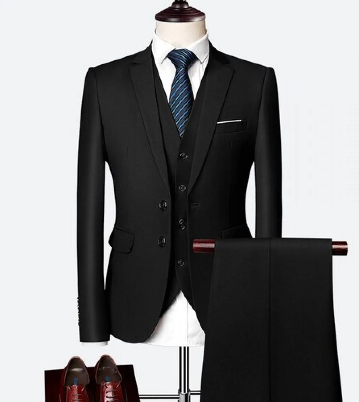 Giacca  gilet  pantaloni Abito da sposa da sposo tinta unita moda Abito formale da uomo Abito da uomo in tre pezzi da uomo S