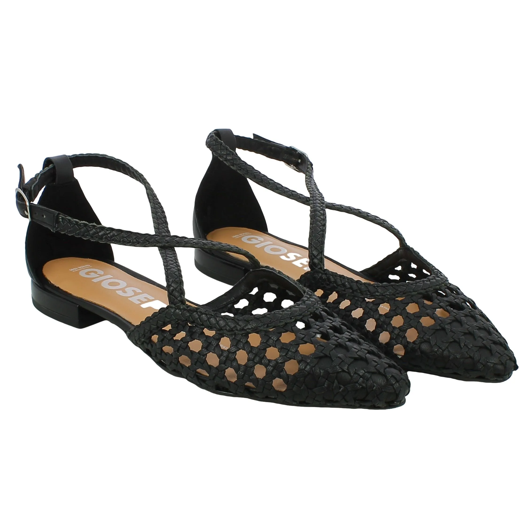 Gioseppo  Scarpa Aperta in Pelle Nera Traforata 