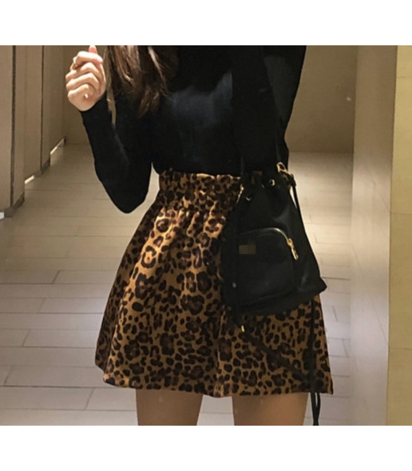 Gonna plissè leopard