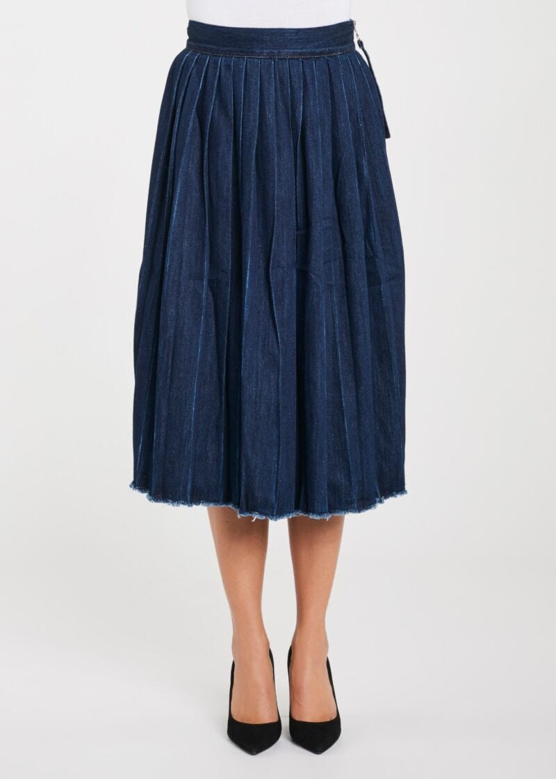 Gonna plissé in denim