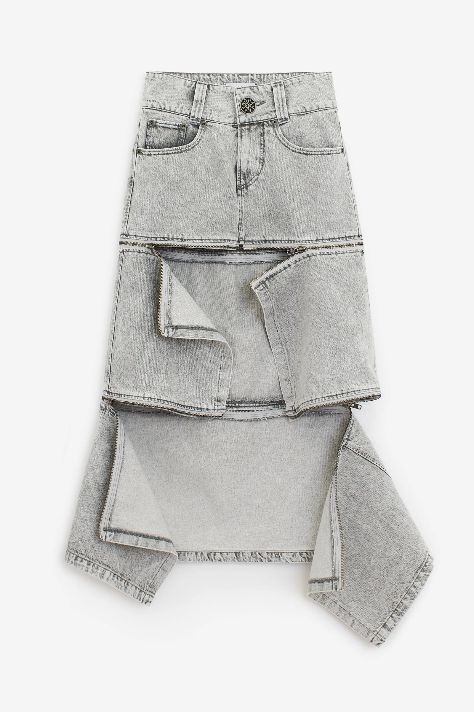 Gonna ZIPPER SKIRT in cotone grigio