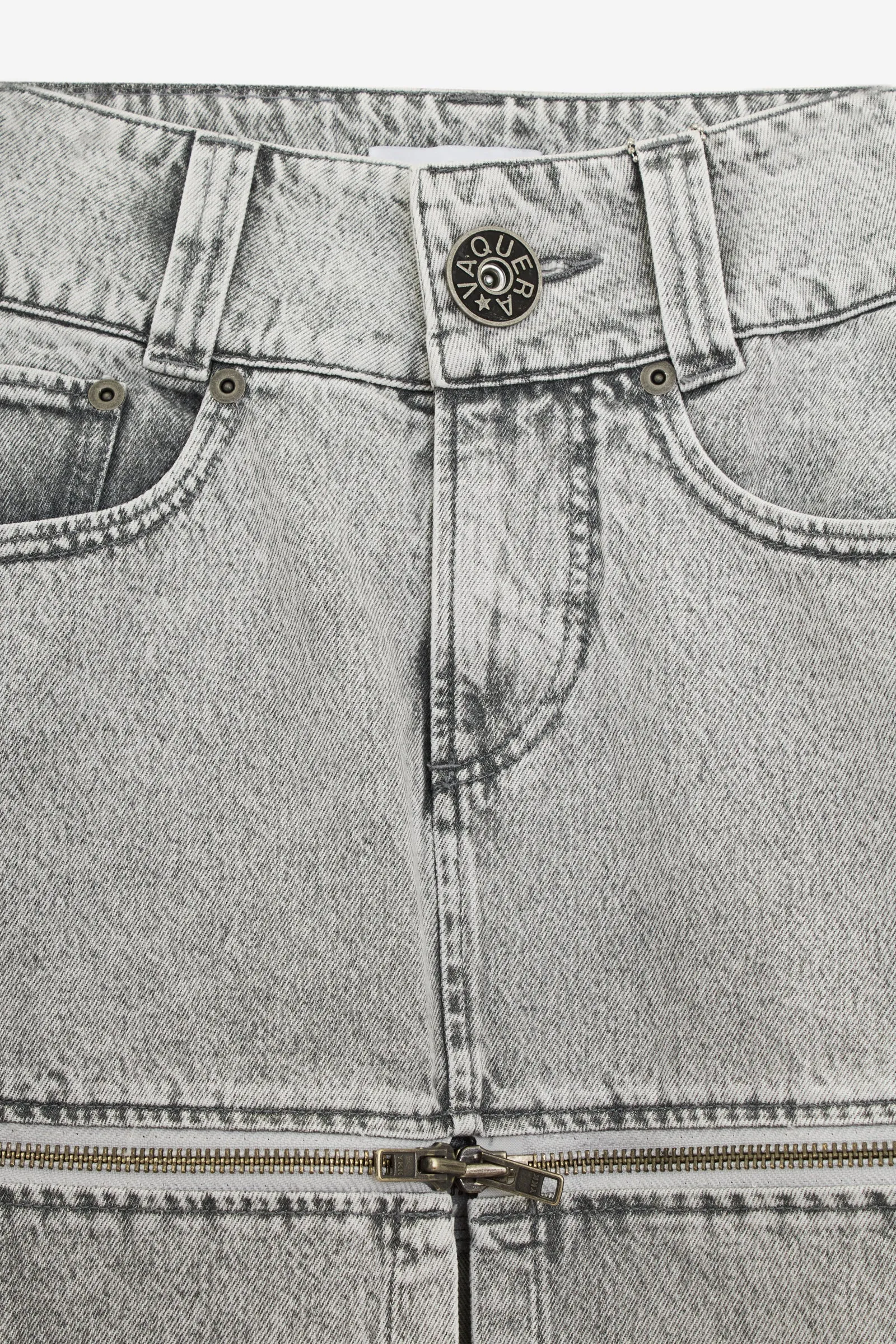 Gonna ZIPPER SKIRT in cotone grigio